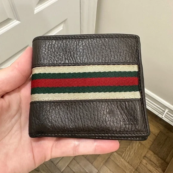 Gucci Bags Gucci Mens Leather And Webbed Stripe Wallet Poshmark